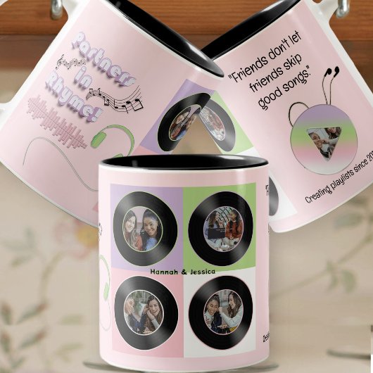 Soft Pastel Vinyl Music Best Friend Photo Gift Zweifarbige Tasse