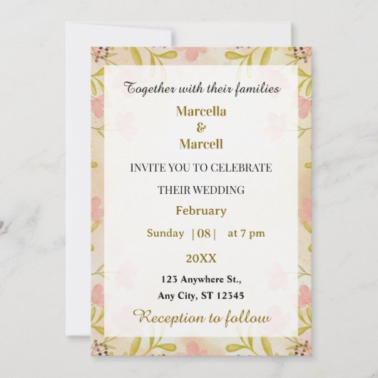 Soft Pastel Watercolor Floral Frame Einladung (Vorderseite)