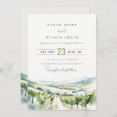Soft Pastel Watercolor Vineyard Landscape Wedding Einladung (Vorne/Hinten)