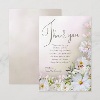 Soft Pastel White Floral Thank You Card Dankeskarte