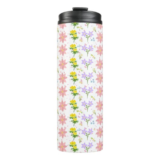 Soft Pastel Wildflower Botanical Pattern Thermal T Thermosbecher (Vorderseite)