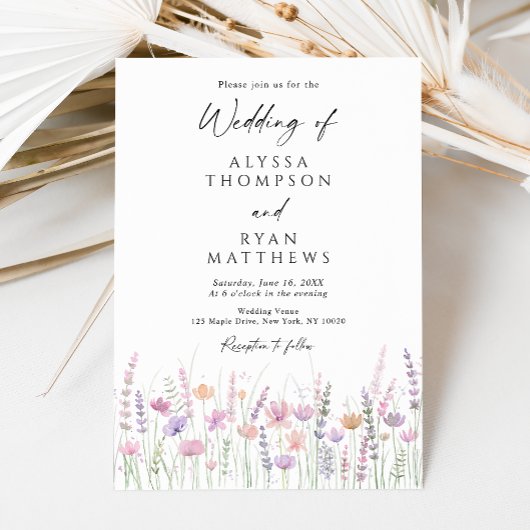 Soft Pastel Wildflower Floral Wedding Einladung