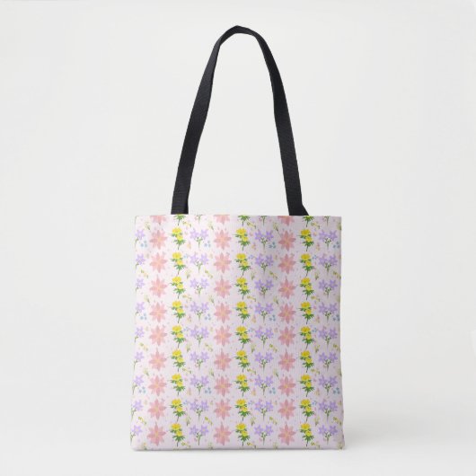 Soft Pastel Wildflower Pattern Tote Bag Tasche (Vorderseite)