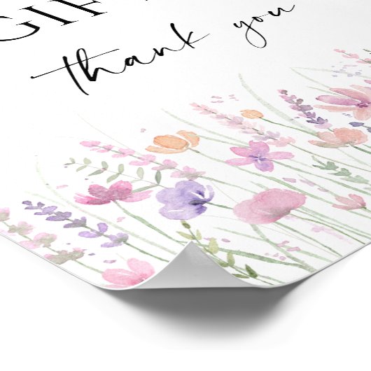 Soft Pastel Wildflower Wedding Cards & Gifts Sign Poster (Ecke)