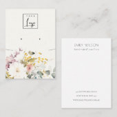 Soft Pastell Floral Necklace Earring Logo Display Visitenkarte (Vorne/Hinten)