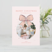 Soft Pastell Pink Weihnachtsball Foto Feiertagskarte (Stehend Vorderseite)