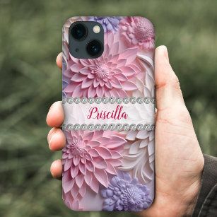 Soft Pastels 3D Dahlien, Diamantrahmen, kundenspez Case-Mate iPhone Hülle