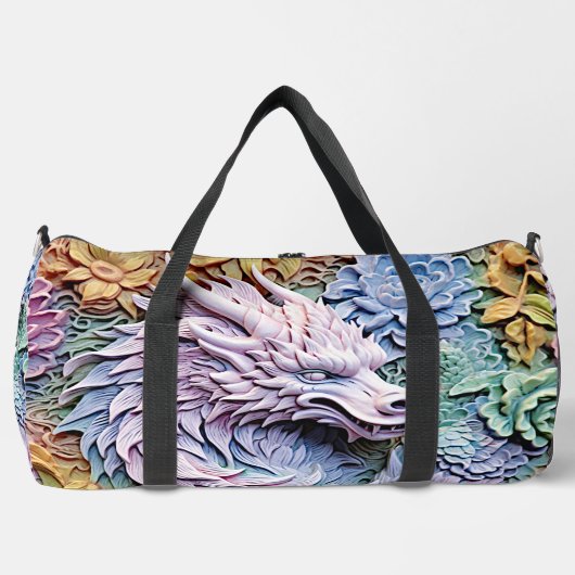 Soft Pastels 3D-Effekt Dragon Duffle Bag (Vorderseite)