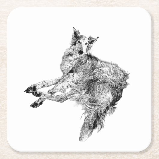 Soft Pause – Silken Windhound Rechteckiger Pappuntersetzer (Vorderseite)