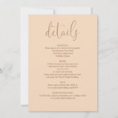 Soft Peach All in einem eleganten Skript Hochzeit Einladung (Rückseite)