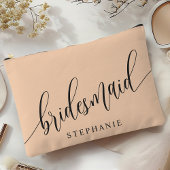 Soft Peach Bridesmaid Moderne Kalligrafie Zubehörtasche