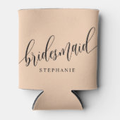 Soft Peach Bridesmaid Modernes Skript Dosenkühler (Vorderseite)