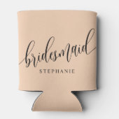 Soft Peach Bridesmaid Modernes Skript Dosenkühler (Rückseite)