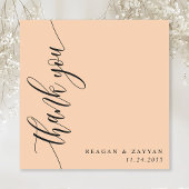 Soft Peach Calligraphy Script Wedding Dankeskarte