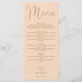 Soft Peach Calligraphy Script Wedding Menükarte (Vorderseite)