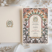 Soft Peach & Coral Florals Art Nouveau Wedding Einladung