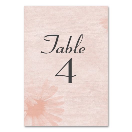 Soft Peach Daisy Tischkarte Tischnummer (Vorderseite)