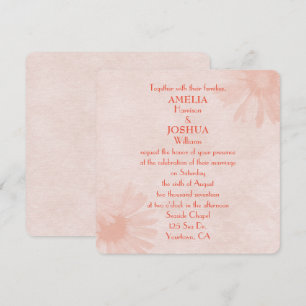 Soft Peach Daisy Wedding Einladung