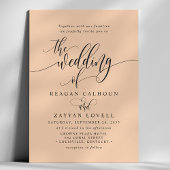 Soft Peach Einfache moderne Script Hochzeit Einladung