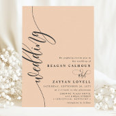 Soft Peach Elegant Calligraphy Script Wedding Einladung