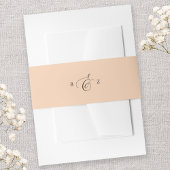 Soft Peach Elegant Einfache Monogramm Hochzeit Einladungsbanderole