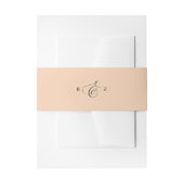 Soft Peach Elegant Einfache Monogramm Hochzeit Einladungsbanderole (Vorderseite Beispiel)
