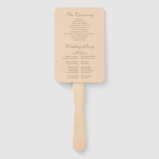 Soft Peach Elegante Script Wedding Program Fächer (Rückseite)