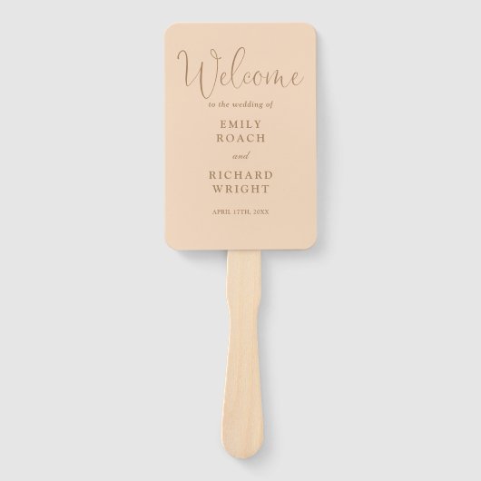 Soft Peach Elegante Script Wedding Program Fächer (Vorderseite)