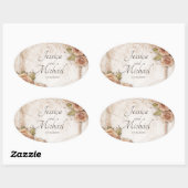 Soft Peach farbige Rose Hochzeit Ovaler Aufkleber (Blatt)