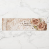 Soft Peach farbige Rose Hochzeit Wasserflaschenetikett (Einzelnes Label)