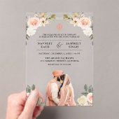Soft Peach Floral Anand Karaj Indian Sikh Wedding Acryleinladungen (Insitu (Handheld))