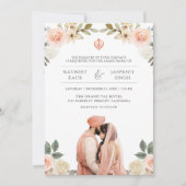 Soft Peach Floral Anand Karaj Indian Sikh Wedding Einladung (Vorderseite)