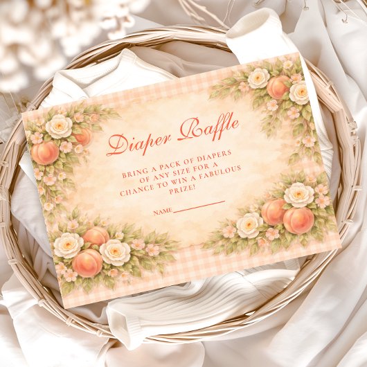 Soft Peach Floral Diapper Raffle Begleitkarte
