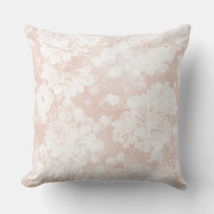 Soft Peach Floral Reversible Designer Kissen