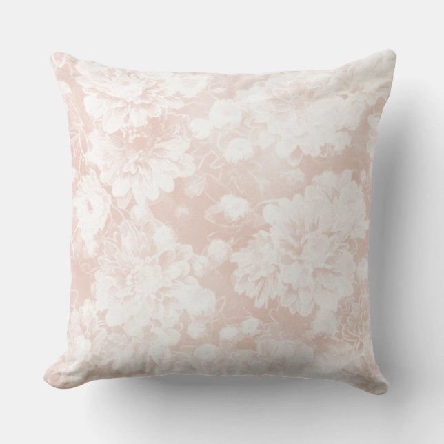 Soft Peach Floral Reversible Designer Kissen (Vorderseite)