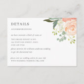 Soft Peach Floral Watercolor Wedding Details Info Begleitkarte (Vorderseite)
