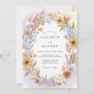 Soft Peach Florale Garland Hochzeit Einladung