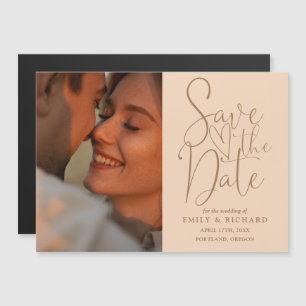 Soft Peach Foto Elegante Hochzeit Save the Date Magneteinladung
