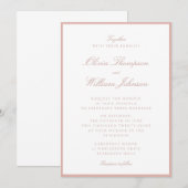 Soft Peach Framed Wedding Invitation Einladung (Vorne/Hinten)