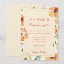 Soft Peach Garden Meadow Floral Wedding Invitation