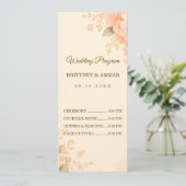 Soft Peach & Gold Hortensien Hochzeitsprogramm (Stehend Vorderseite)