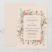 Soft Peach Kranz Hochzeit Einladung (Vorne/Hinten)