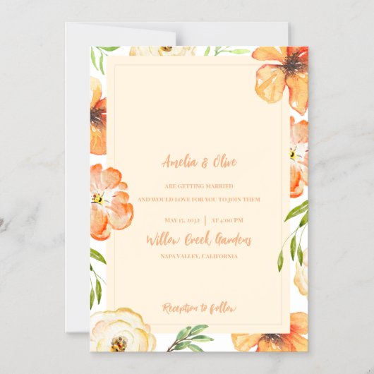 Soft Peach Meadow Floral Wedding Magneteinladung (Vorderseite)