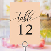 Soft Peach Minimalistisch Calligrafy Wedding Tischnummer