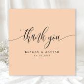 Soft Peach Minimalistisch Script Wedding Dankeskarte
