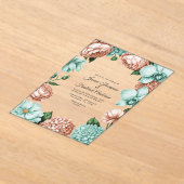 Soft Peach & Mint Modern Botanical Wedding Acryleinladungen (Ablage )
