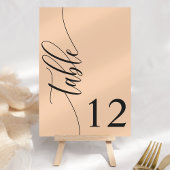 Soft Peach Moderne Kalligraphie Hochzeit Tischnummer