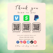 Soft Peach Multi QR Code Paypal Venmo Cash App Fensteraufkleber (Blatt 3)