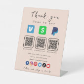 Soft Peach Multi QR Code Paypal Venmo Cash App Sockelschild (Vorderseite)