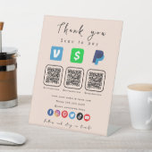 Soft Peach Multi QR Code Paypal Venmo Cash App Sockelschild (In SItu)